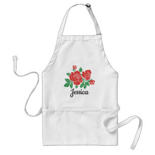 Bright Red Roses Art Personalised Standard Apron