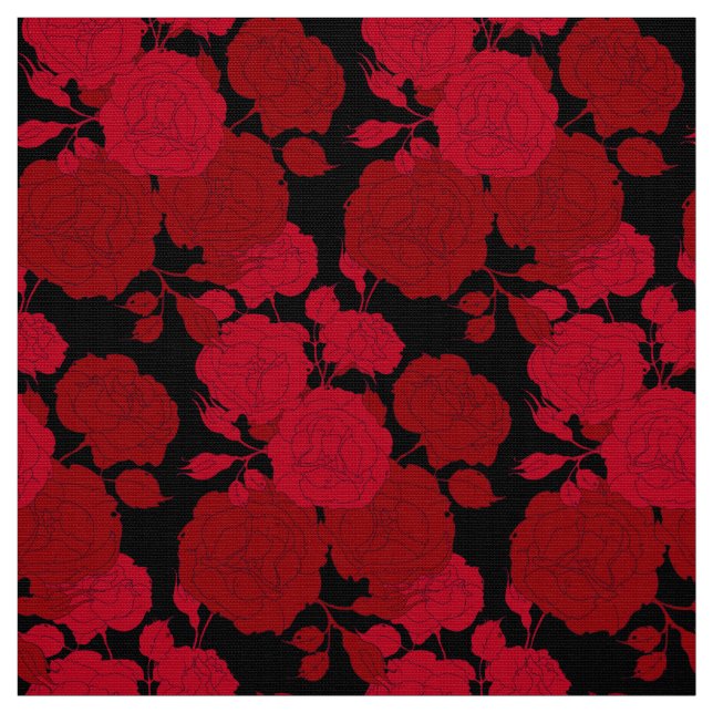 bright red roses, fabric (Swatch)