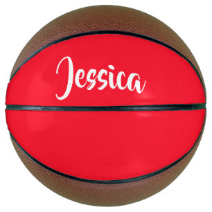 Bright red solid plain basketball