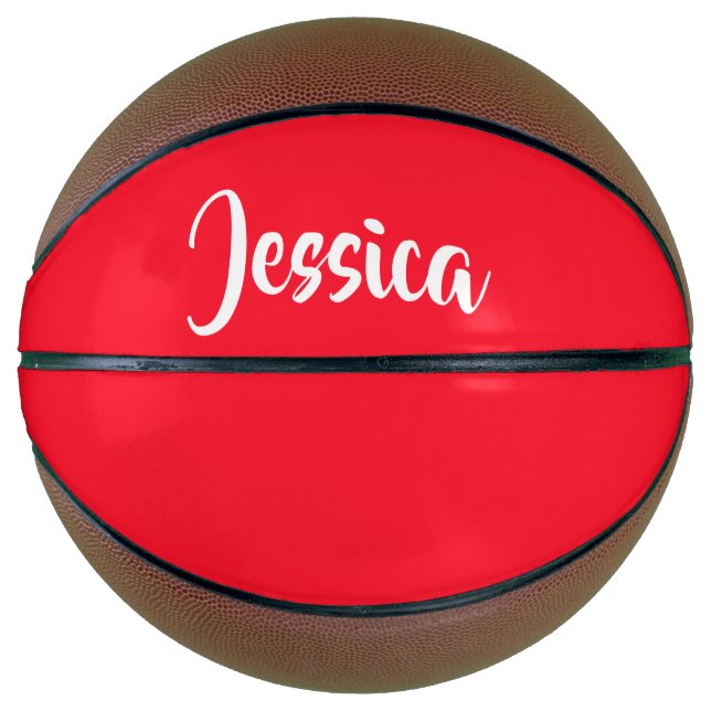Bright red solid plain basketball (Front)