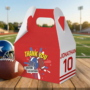 Bright Red Sports Football NFL Thank You Birthday Favor Box