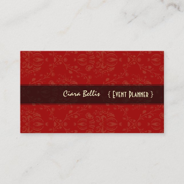 Bright Red Stylish damask, carte de visite (Devant)