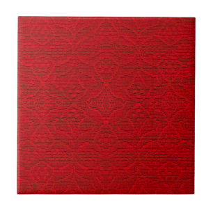 Bright Red Textured Design Tile