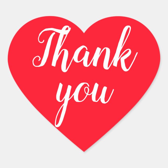 Bright red thank you simple minimalist heart sticker (Front)