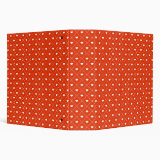 BRIGHT RED TINY WHITE LOVE VALENTINE HEARTS BINDER