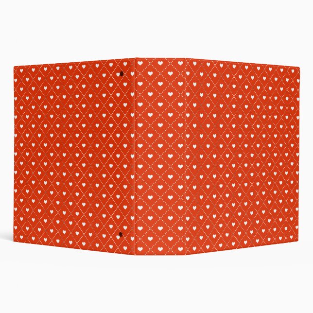 BRIGHT RED TINY WHITE LOVE VALENTINE HEARTS BINDER (Background)