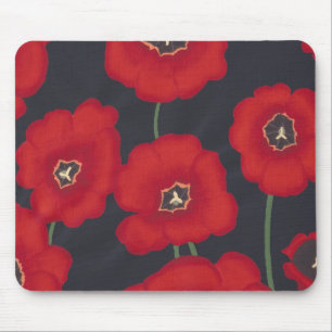Bright Red Tulips on Black, Mouse Pads