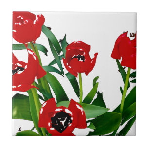 Bright red Tulips Tile