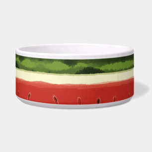 Bright Red Watercolor Watermelon Ceramic Pet Bowl