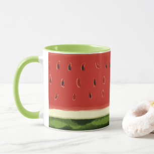 Bright Red Watercolor Watermelon Green Mug