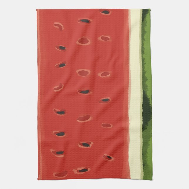 Bright Red Watercolor Watermelon Kitchen Towels (Vertical)