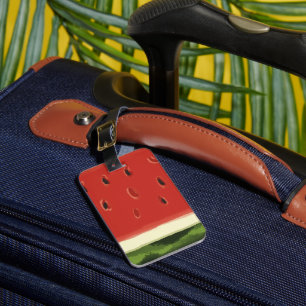 Bright Red Watercolor Watermelon Luggage Tag