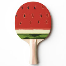 Bright Red Watercolor Watermelon Ping Pong Paddle
