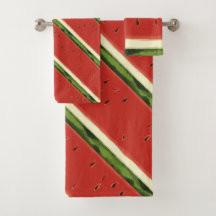 Bright Red Watercolor Watermelon Towel