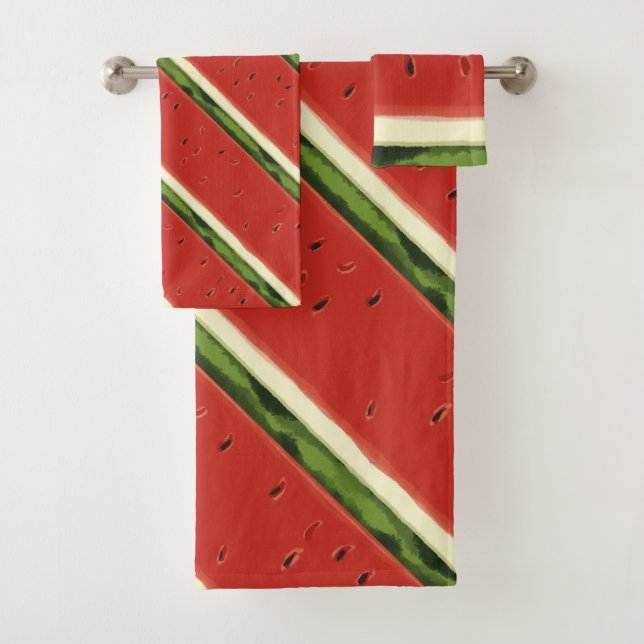 Bright Red Watercolor Watermelon Towel (Insitu)