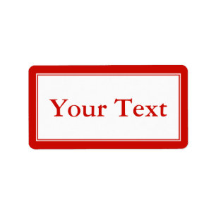 Bright Red & White Sticker or Label w/ Custom Text