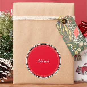 Bright Red with White Text Classic Round Sticker