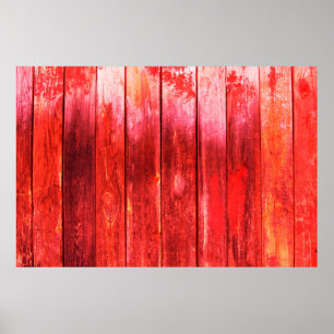 Bright red wood wall plank texture. Wood texture w Poster