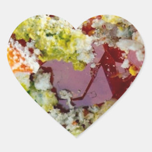 Bright Red Wulfenite Specimen  Heart Sticker