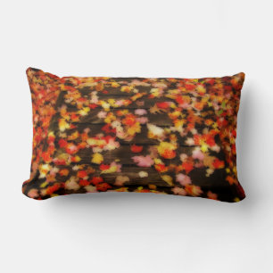 Bright Red Yellow Autumn Maple Leaves Lumbar Pillow