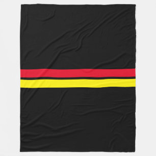 Bright Red Yellow Centre Racing Stripes On Black Fleece Blanket