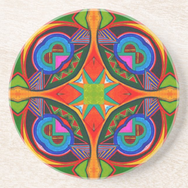 Bright Reds and Greens With Gold Coaster (Front)