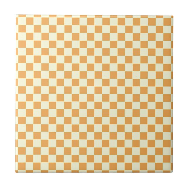 Bright Retro Chequerboard Design Tile (Front)
