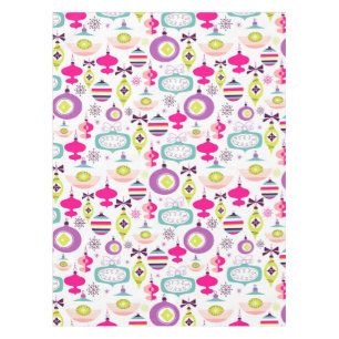 Bright Retro Christmas Ornaments Tablecloth
