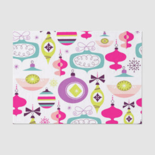 Bright Retro Christmas Ornaments Tissue Paper