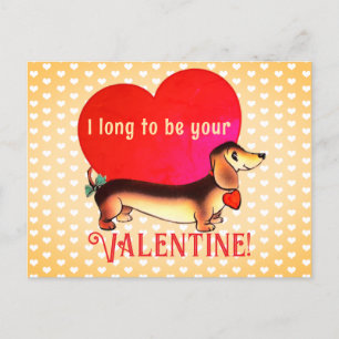 Bright Retro Dachshund Valentine Holiday Postcard