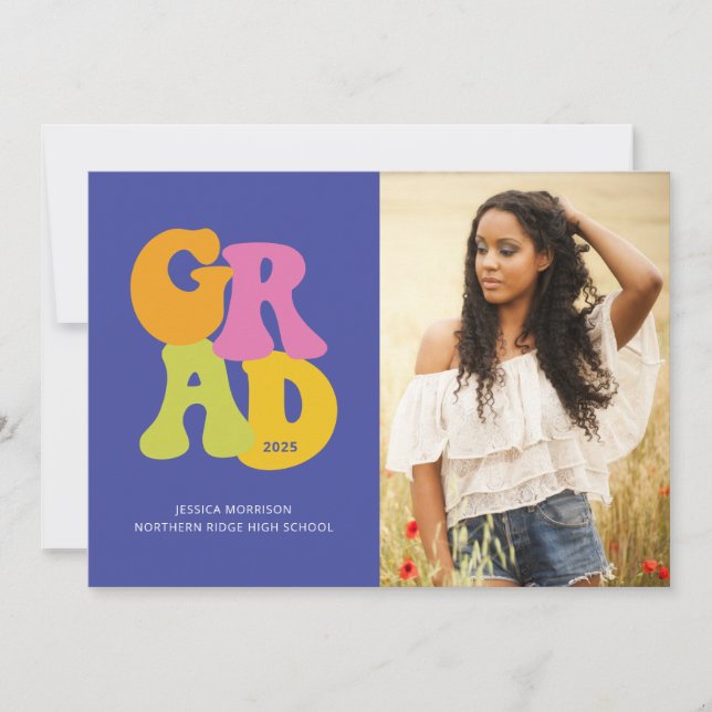 Bright Retro Design 2024 Photo Graduation Party Invitation (Front)