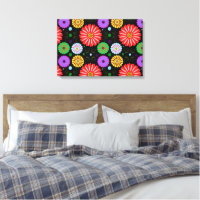 Bright Retro Floral Pattern Colourful Folk Art