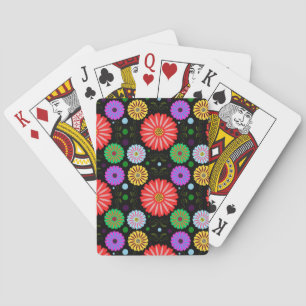 Bright Retro Floral Pattern Colourful Folk Art Playing Cards