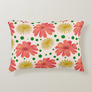 Bright Retro Floral Seamless Pattern Accent Pillow