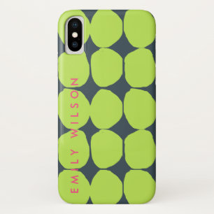 BRIGHT RETRO HUGE HAND DRAWN GREEN BLUE POLKA DOTS Case-Mate iPhone CASE