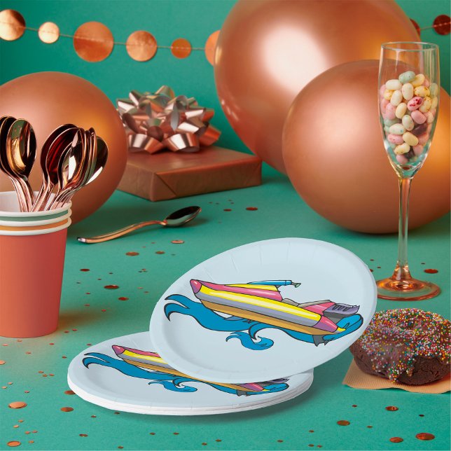 Bright Retro Jet Ski Paper Plate (Creator Uploaded)