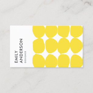 BRIGHT RETRO LARGE HAND DRAWN YELLOW POLKA DOTS BUSINESS CARD
