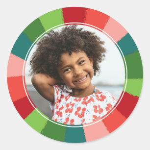 Bright Retro Rainbow Colour Wheel Photo Holiday Classic Round Sticker