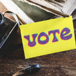 Bright Retro Style VOTE Slogan Custom Postcard<br><div class="desc">Encourage potential voters to cast their votes with this bright, eye-catching postcard. Retro lettering in a risograph style spell out the one-word slogan on the front of this postcard. The text on the back can be customized with your own message, or delete the text to hand-write your own message on...</div>