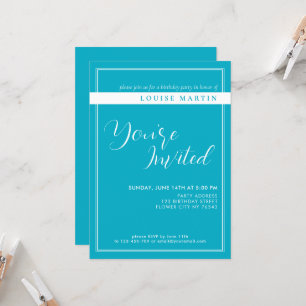 Bright Rich Sky Blue Custom Invitation d'anniversa