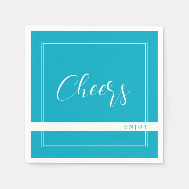 Bright Rich Sky Blue Custom Party Napkins (Front)