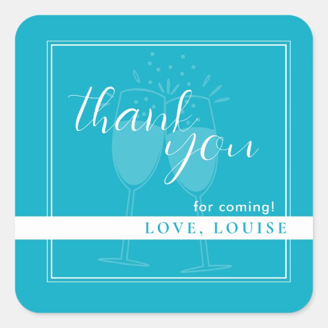 Bright Rich Sky Blue Thank You Sticker (Front)