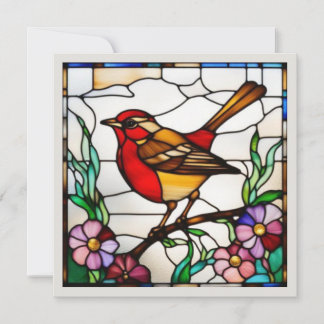 Bright Robin in Stained Glass Card