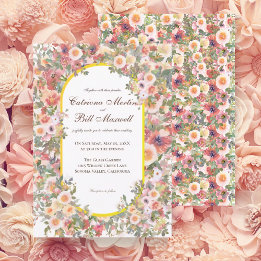 Bright Romantic Colorful Floral Wedding Invitation