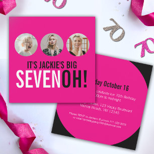Bright rose 70th SEVENOH! photo invitation d'anniv