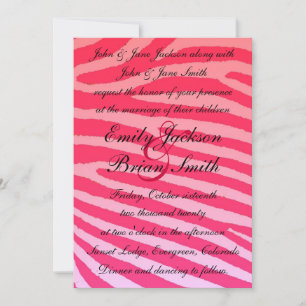 Bright rose neon zebra rayures invitations mariage