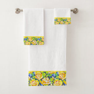 Bright roses bath towel set