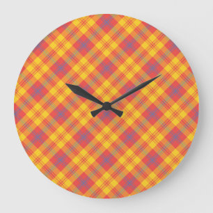 Bright Rouge Jaune Bleu Plat Arrondi Mur Horloge