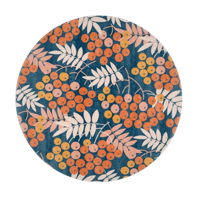 Bright Rowanberry Autumn Seamless Design Cutting Board (Front)