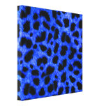 BRIGHT ROYAL BLUE BLACK ANIMAL PRINT PATTERN DIGIT CANVAS PRINT